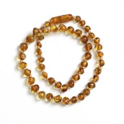 Baby Bernsteinkette rund cognac