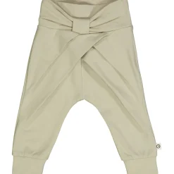 Babyhose mit Schleife und Raffung grünbeige 80