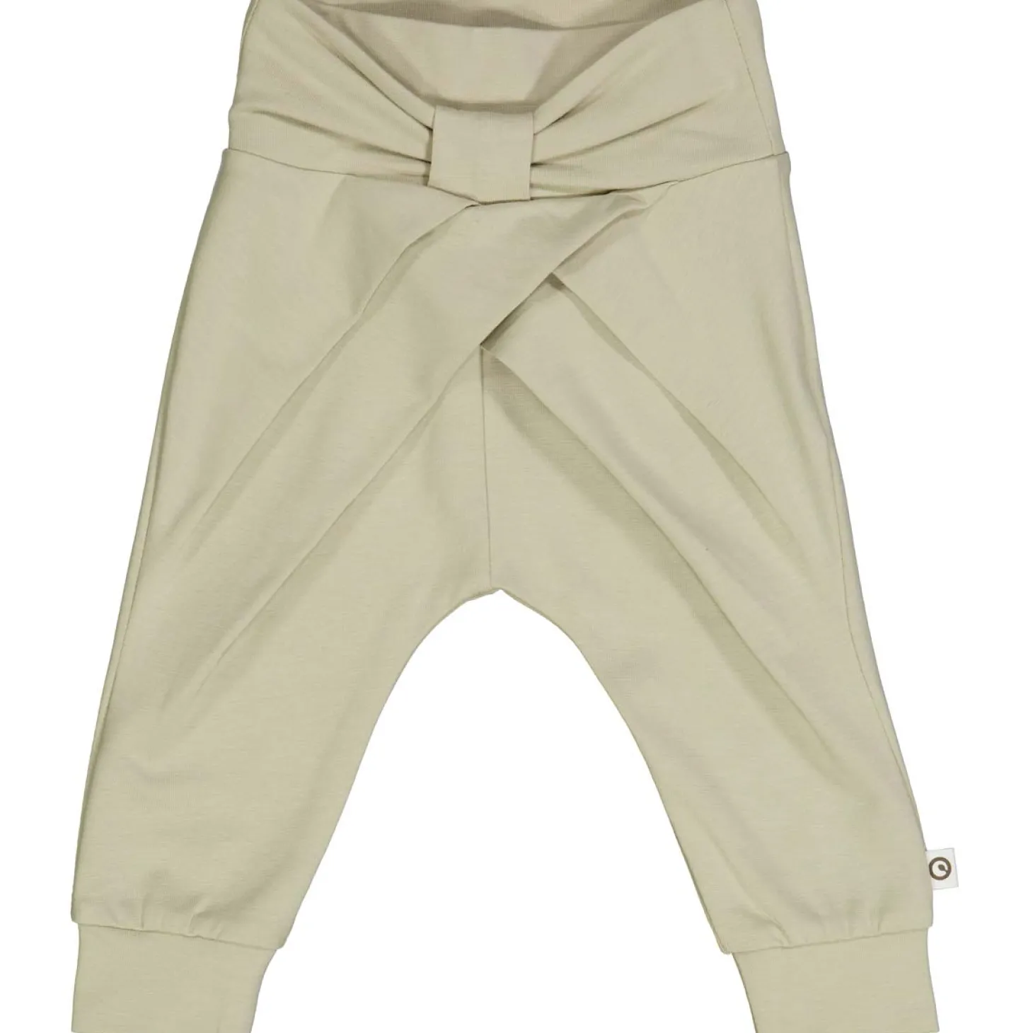 Babyhose mit Schleife und Raffung grünbeige 80