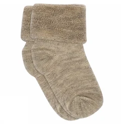 Babysocken Wolle hellbraun meliert