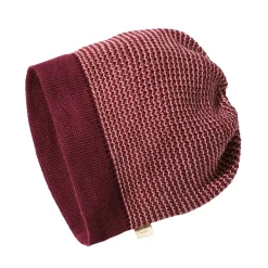Beanie Merinowolle cassis-softpink Gr. 2