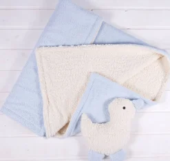 Bio Babydecke hellblau weiß