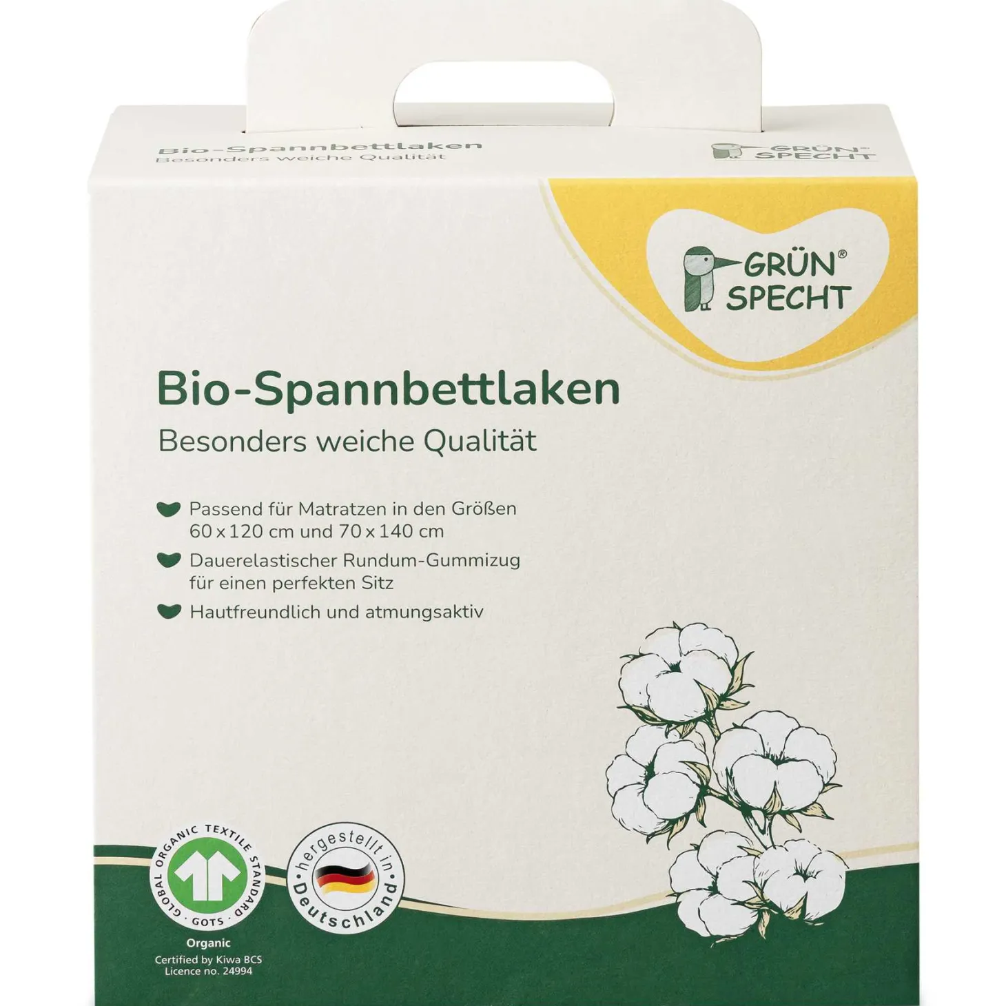 Bio Spannbettlaken natur 60x120/70x140