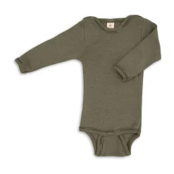 Body langarm Wolle Seide olive 50/56