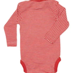 Body langarm Wolle Seide rot natur 50/56