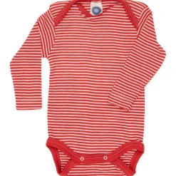 Body langarm Wolle Seide rot natur 50/56