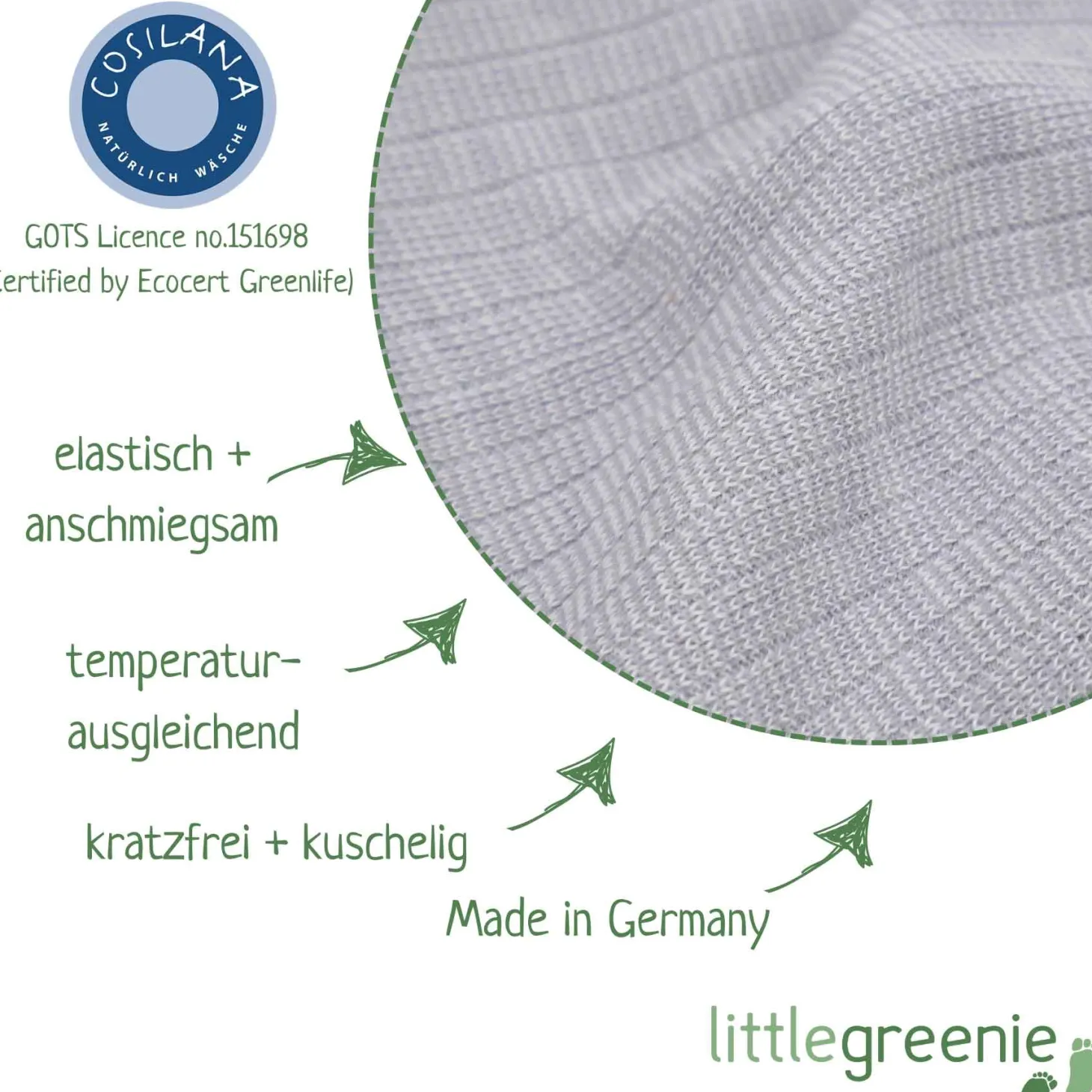 Bundhose Baumwolle Wolle Seide grau 50/56