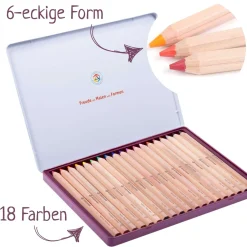 Dicke Buntstifte 6-eckig 18 Farben