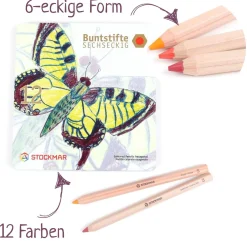 Dicke Buntstifte 6-eckig 12 Farben
