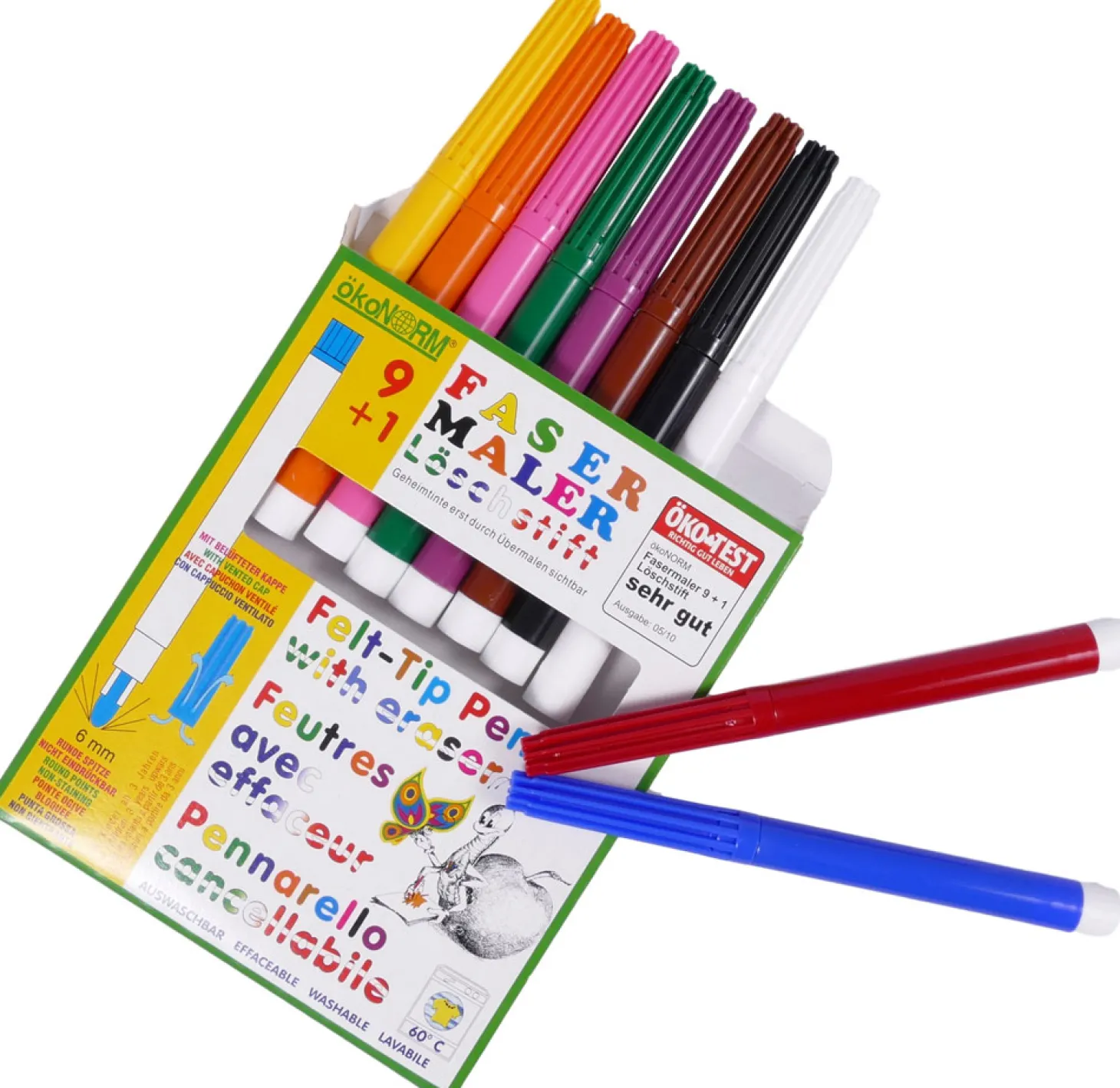 Fasermaler 9+1 inkl. Löschstift
