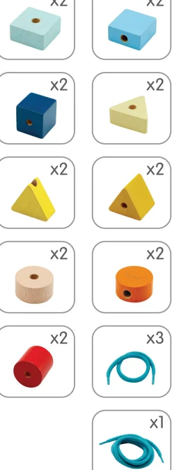 Fädelspiel aus Holz "geometrische Formen"