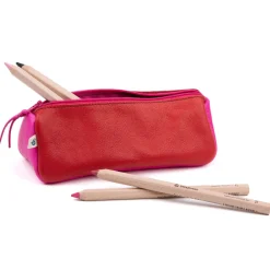 Federmäppchen Leder himbeer-pink