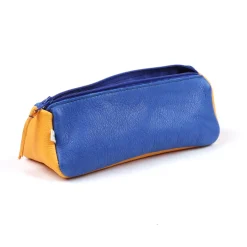 Federmäppchen Leder mango-blau