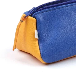 Federmäppchen Leder mango-blau