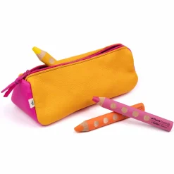 Federmäppchen Leder mango-pink
