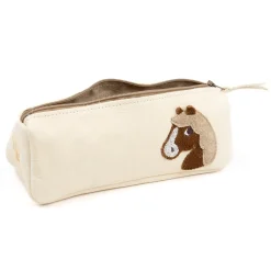 Federmäppchen Leder Pony creme