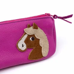 Federmäppchen Leder Pony pink