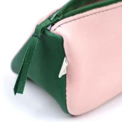 Federmäppchen Leder rosa-grün