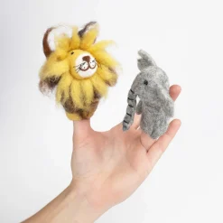 Filz Fingerpuppen Safari-Freunde mit Ständer aus Holz 5-tlg