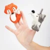 Filz Fingerpuppen Waldtiere mit Ständer aus Holz 5-tlg