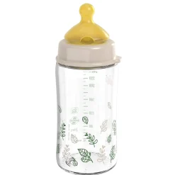 Glas-Babyflasche Weithals 240ml - beige