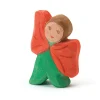 Holzfigur Blumenkind Mohn