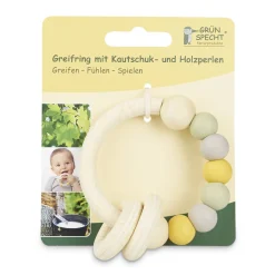 Holzgreifring mit Kautschuk/Holzperlen pastell