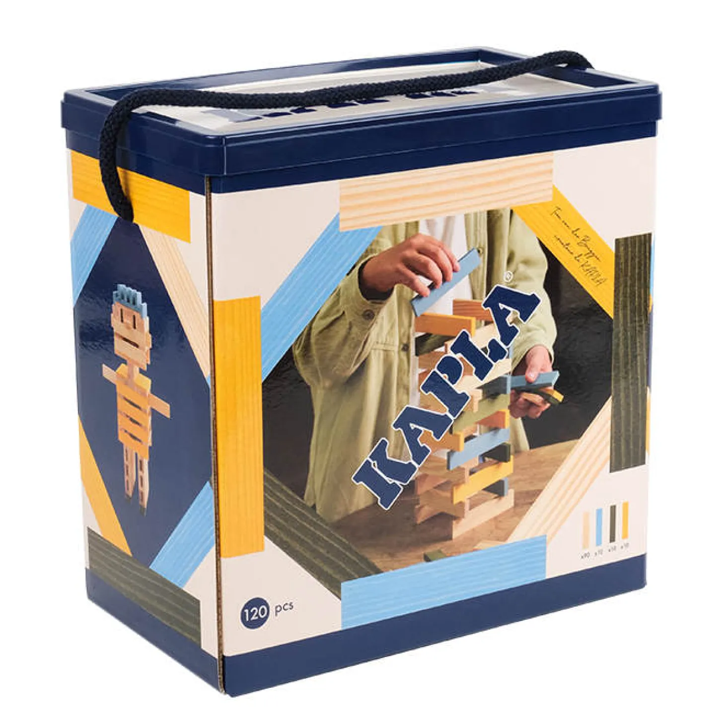 Holzplättchen 120er Box hellblau-gelb-grün