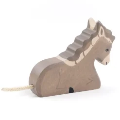 Holztier Esel liegend