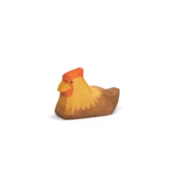 Holztier Huhn braun liegend