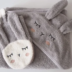 Kapuzen-Handtuch Hase Silbergrau