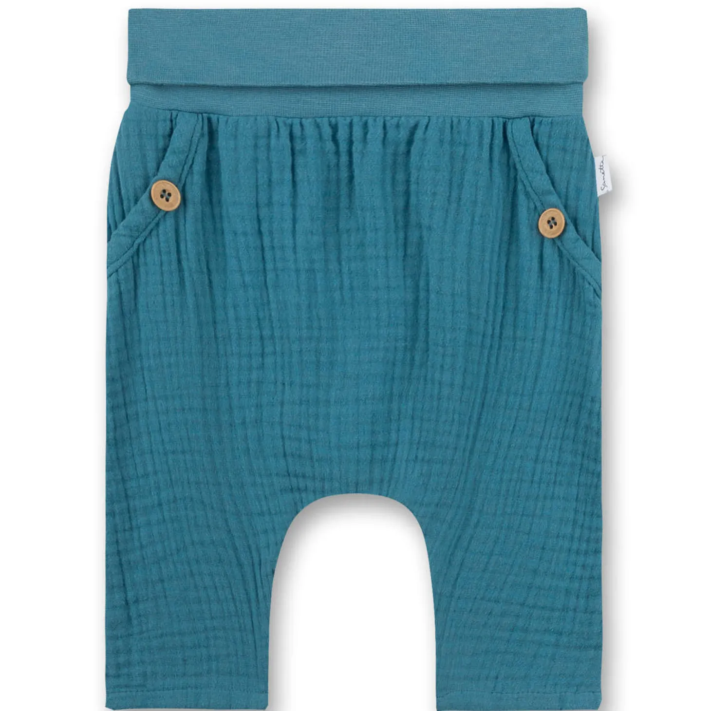 Krabbelhose Musselin mit Taschen blau 56