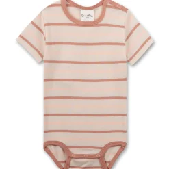Kurzarmbody apricot gestreift 62