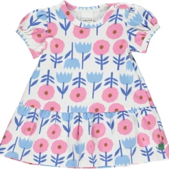 Kurzarm-Kleid creme "Stielblumen" 74