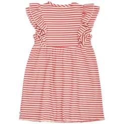 Kurzarmkleid mit Rüschen rot-weiß 98