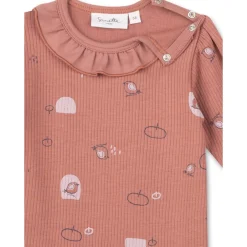 Langarmbody dusty mauve gerippt 74