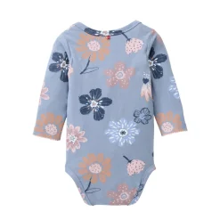 Langarmbody "Herbstblumen" rauchblau 62/68