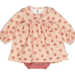 Langarm Bodykleid "Blümchen" pfirsich-rosa 80