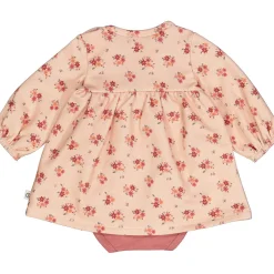 Langarm Bodykleid "Blümchen" pfirsich-rosa 80
