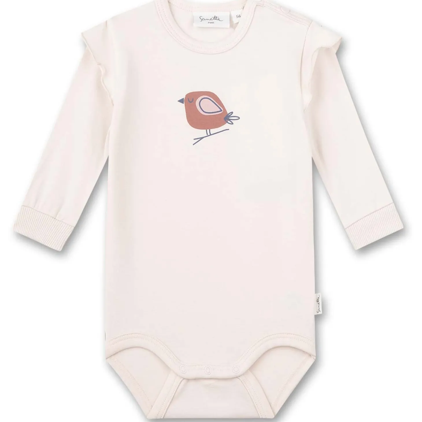 Langarmbody "Piepmatz" creme 80