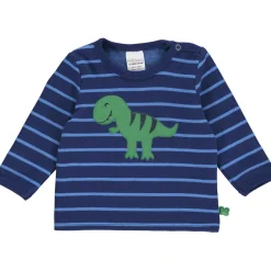 Langarmshirt "Dino" blau gestreift 74