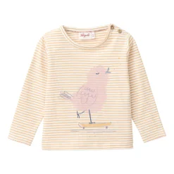 Langarmshirt "Vogel" honiggelb geringelt 86/92