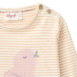 Langarmshirt "Vogel" honiggelb geringelt 86/92