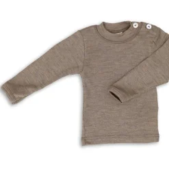 Langarmshirt Wolle Seide walnuss 62/68
