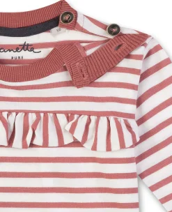 Mädchen Shirt langarm altrosa Ringel 92