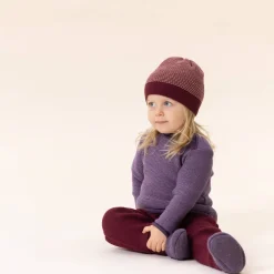 Melange-Pullover Merinowolle Aubergine 74/80