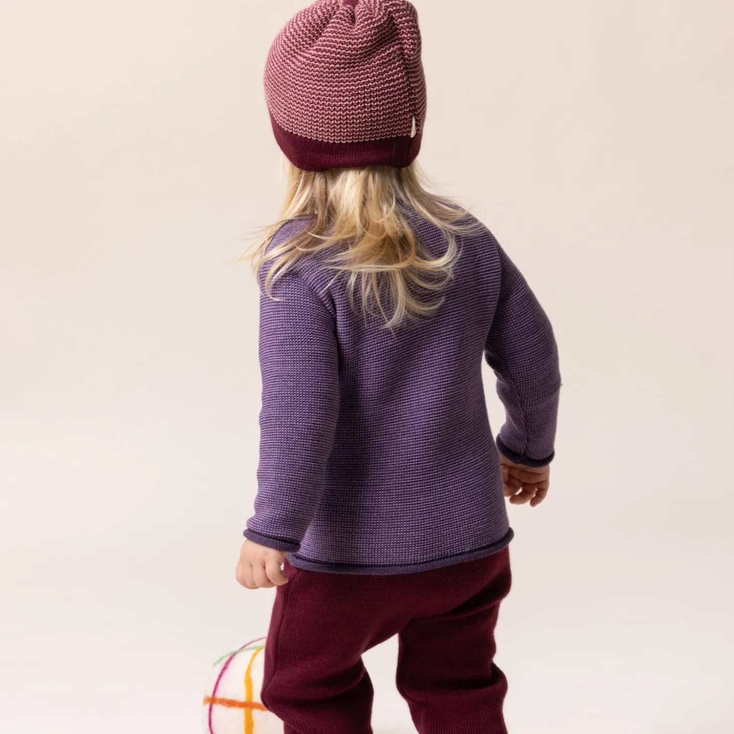 Melange-Pullover Merinowolle Aubergine 74/80