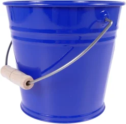 Metalleimer mit Holzgriff blau