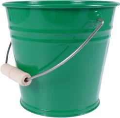 Metalleimer mit Holzgriff grün