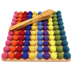 Montessori Rechenbrett mit 100 Filzbällen
